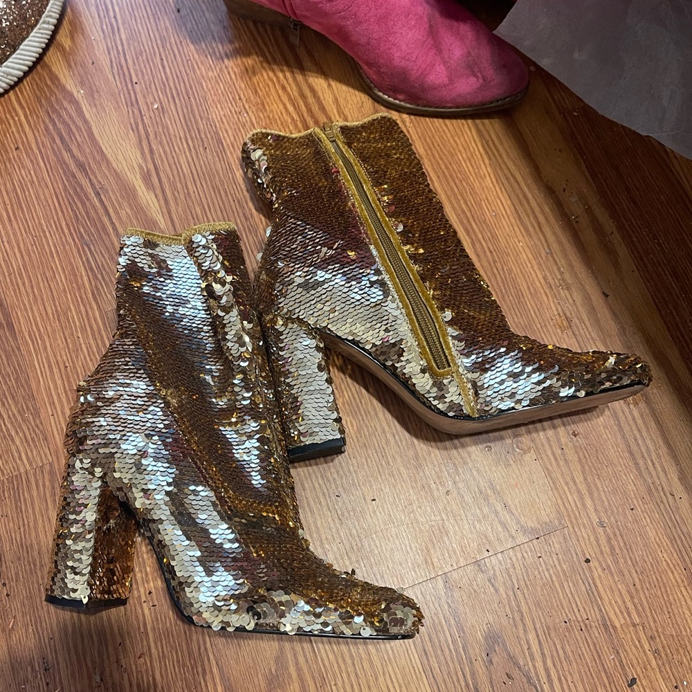 Steve Madden Gold Sequin Booties - image 3